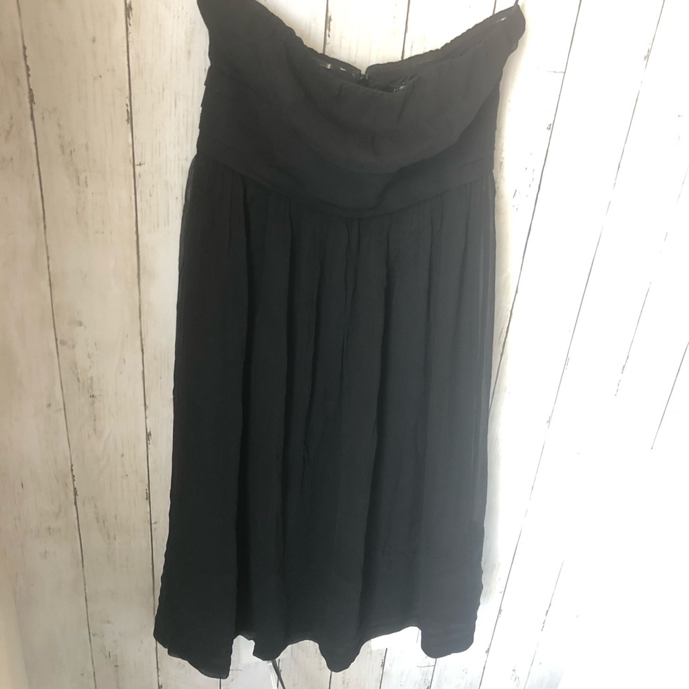 J. Crew Black Strapless Chiffon‎ Silk Dress 2 - Picture 9 of 9